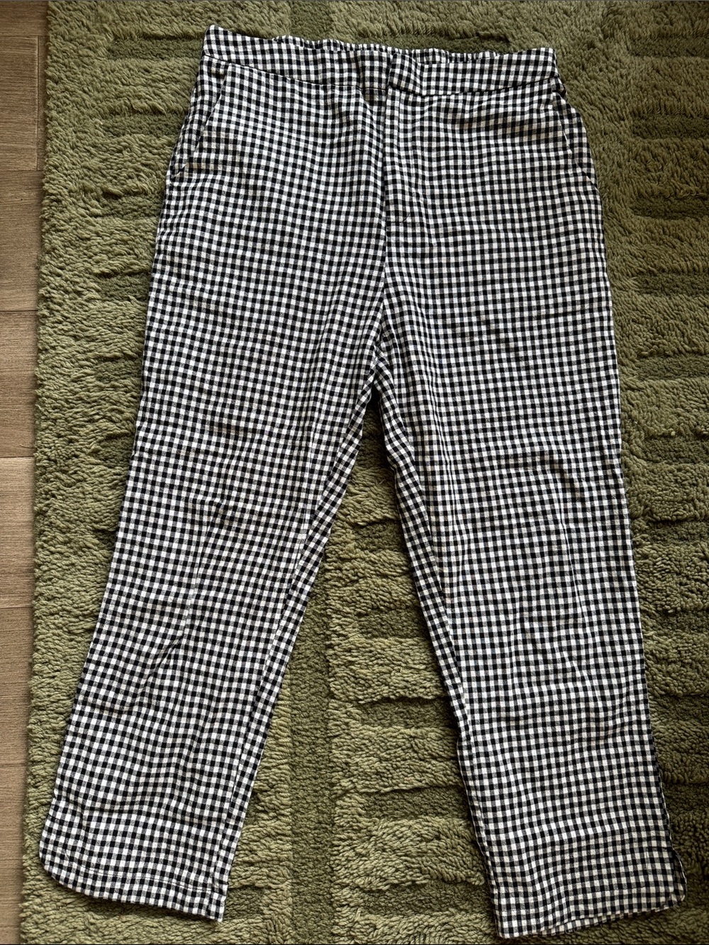 bohme Black and White Gingham Cropped Pants